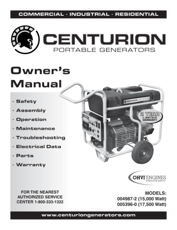 Generac Centurion 15000 0049872 Portable Generator Manual | Manualzz