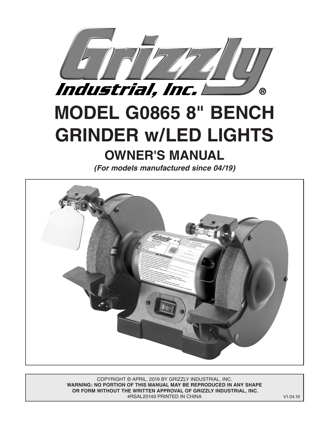 Grizzly Industrial T24464-1/3 HP 6 Bench Grinder 