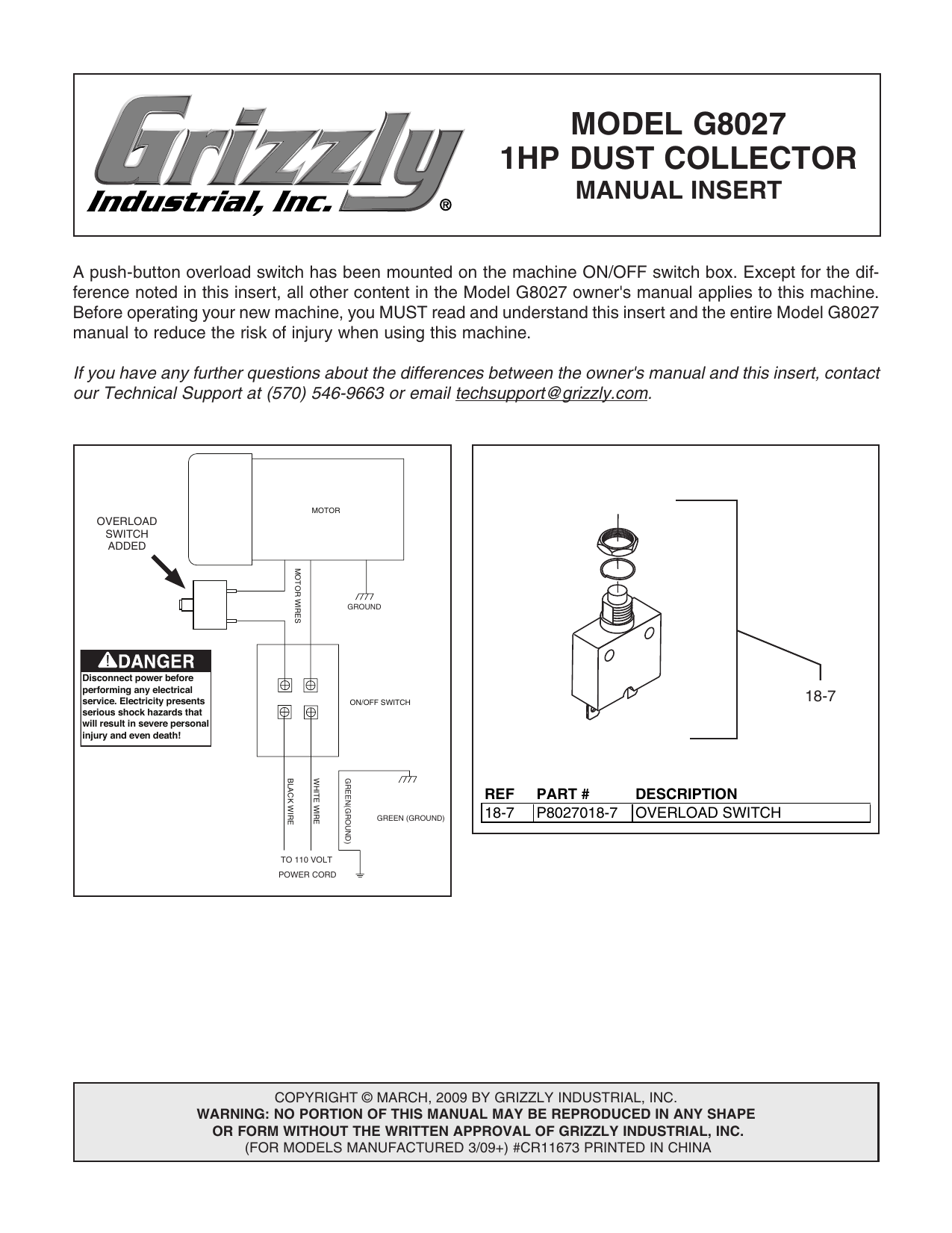 Grizzly G8027 1 HP Dust Collector Owner Manual Manualzz