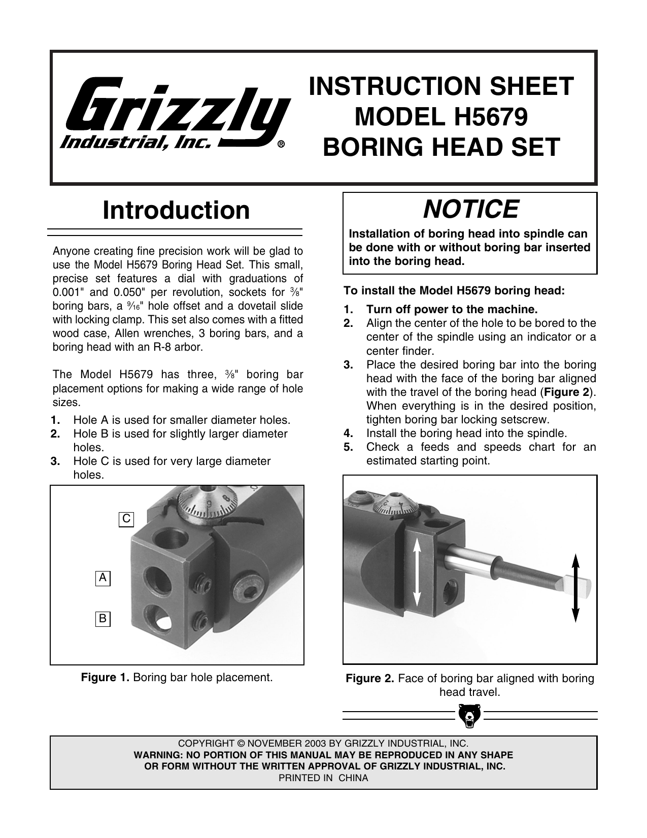 Grizzly T10679 Right S08K Profile Boring Bar 
