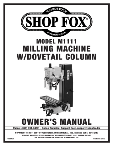 Grizzly M1111 1 HP Deluxe Variable-Speed Mill/Drill Owner's Manual | Manualzz