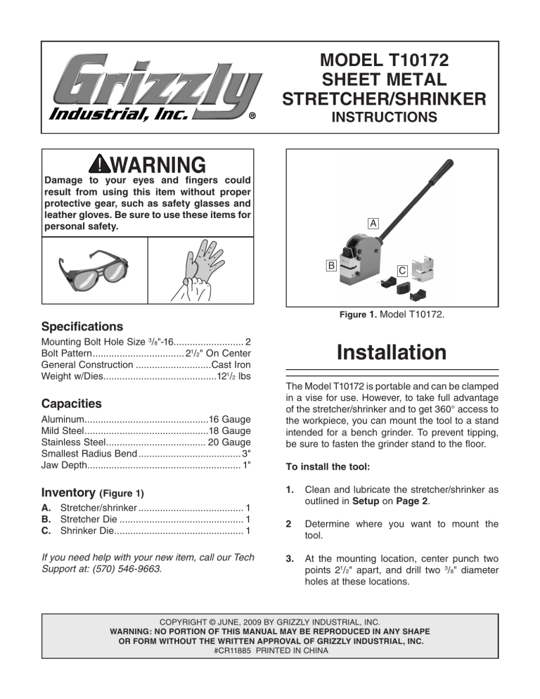 Grizzly Industrial T31688 Metal Shrinker//Stretcher