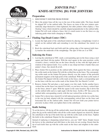 Grizzly W1210A Jointer Pal Polycarbonate Body Owner Manual | Manualzz