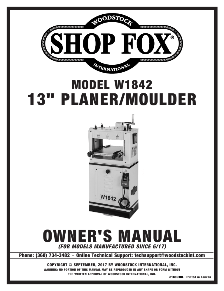 fox planer thicknesser manual