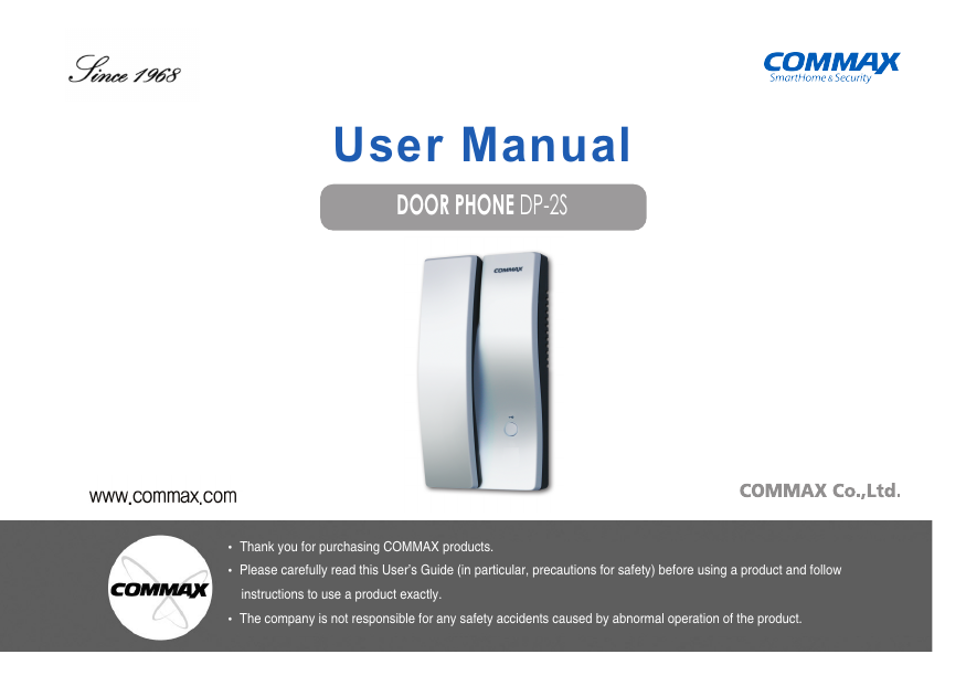 Commax DP-2S DOOR PHONE Owner Manual | Manualzz