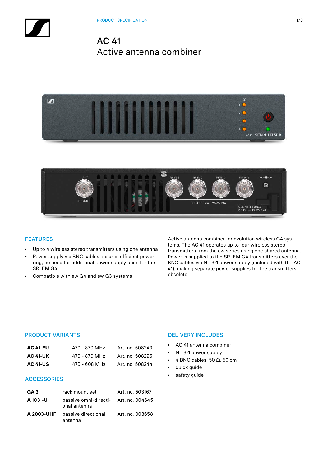 Sennheiser Ew Iem G4 Twin Spec Sheet Manualzz