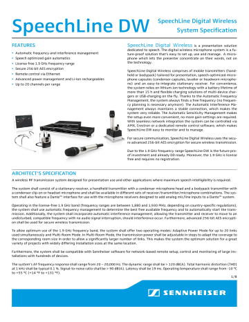 Sennheiser SL Rack Receiver DW Spec Sheet | Manualzz