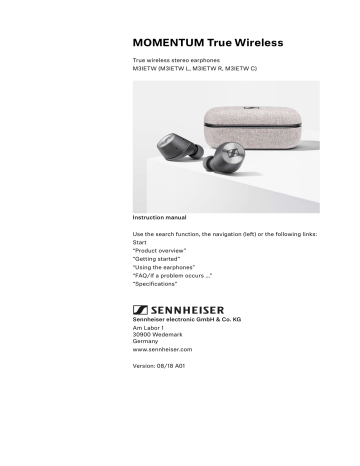 Sennheiser MOMENTUM True Wireless Instruction Manual | Manualzz