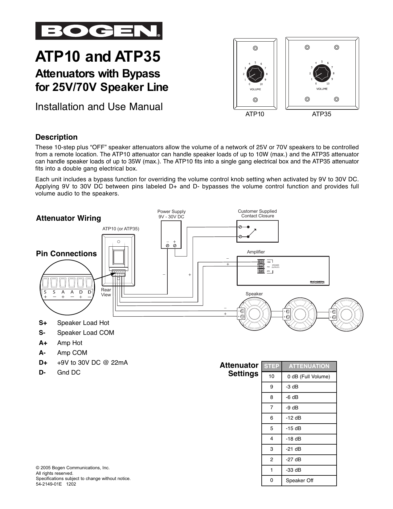 Bogen AMBSQ1AT10A/AT35A Manual | Manualzz Bogen Volume Control Wiring Diagram Manualzz