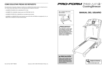 ProForm PETL7513 760 AIR TREADMILL Manual de usuario | Manualzz