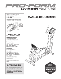 ProForm PFEL03717 - User's manual, Owner's manual