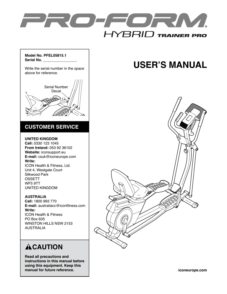 proform hybrid trainer manual pdf