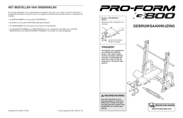 ProForm PFEVBE3805 G800 BENCH Handleiding | Manualzz