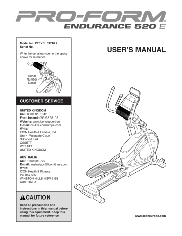 Proform endurance 520 e elliptical manual new arrivals