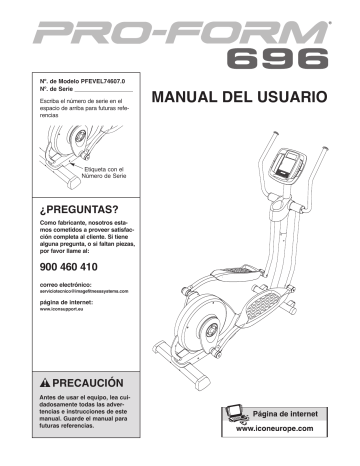 ProForm 696 ELLIPTICAL Manual de usuario Manualzz