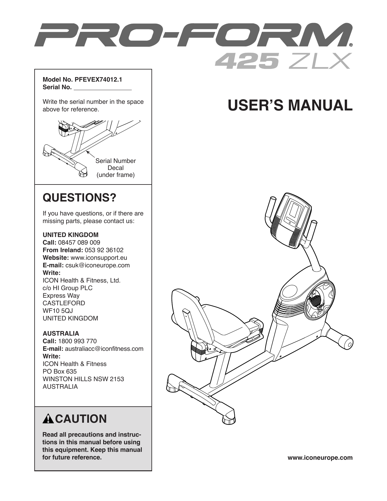 Proform 1 3 Xp 440 R Pfevex User Manual Manualzz