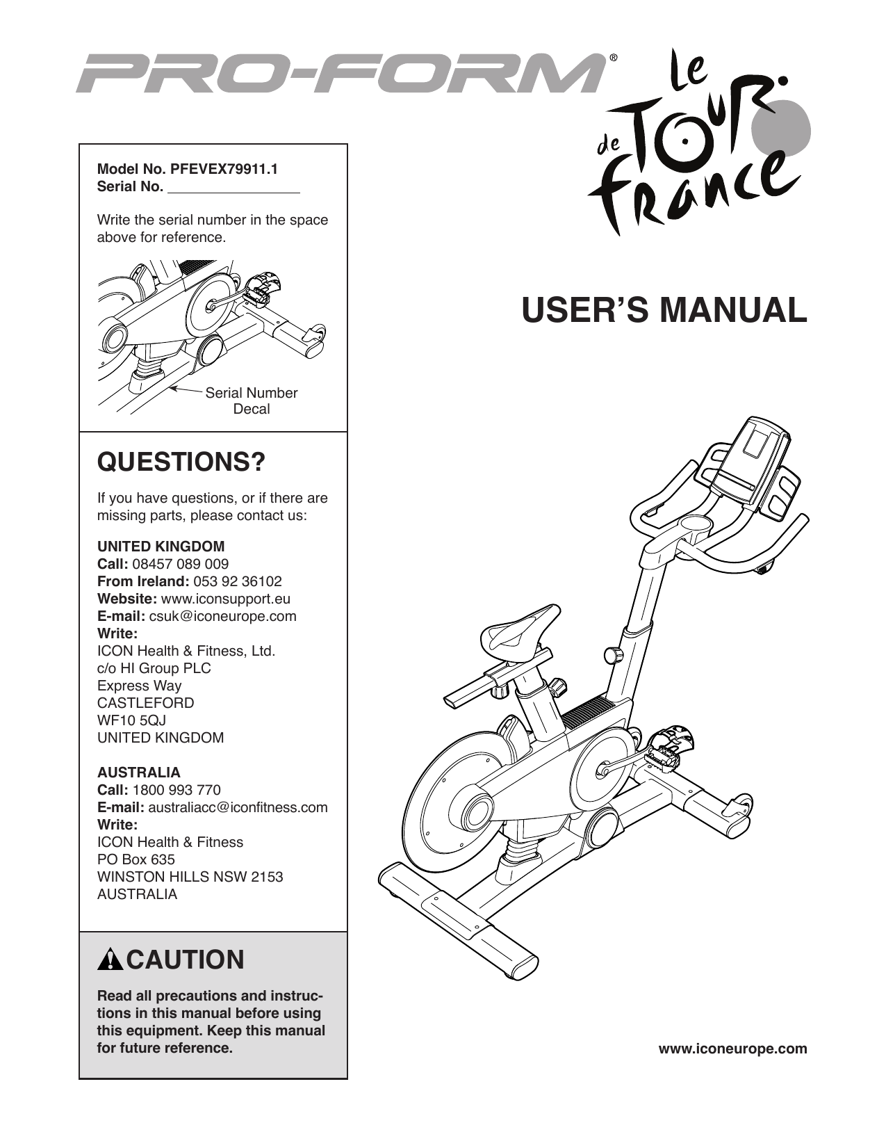 proform tour de france bike cho error