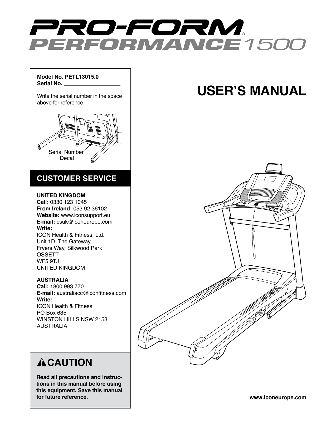 Proform performance discount 400s treadmill manual