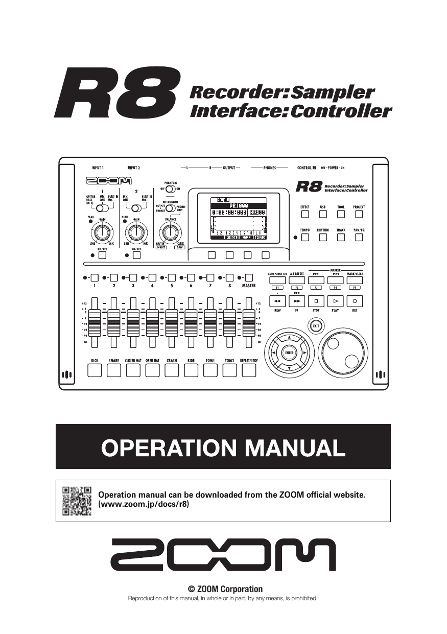 Zoom R8 Recorder : Interface : Controller : Sampler Operation Manual |  Manualzz