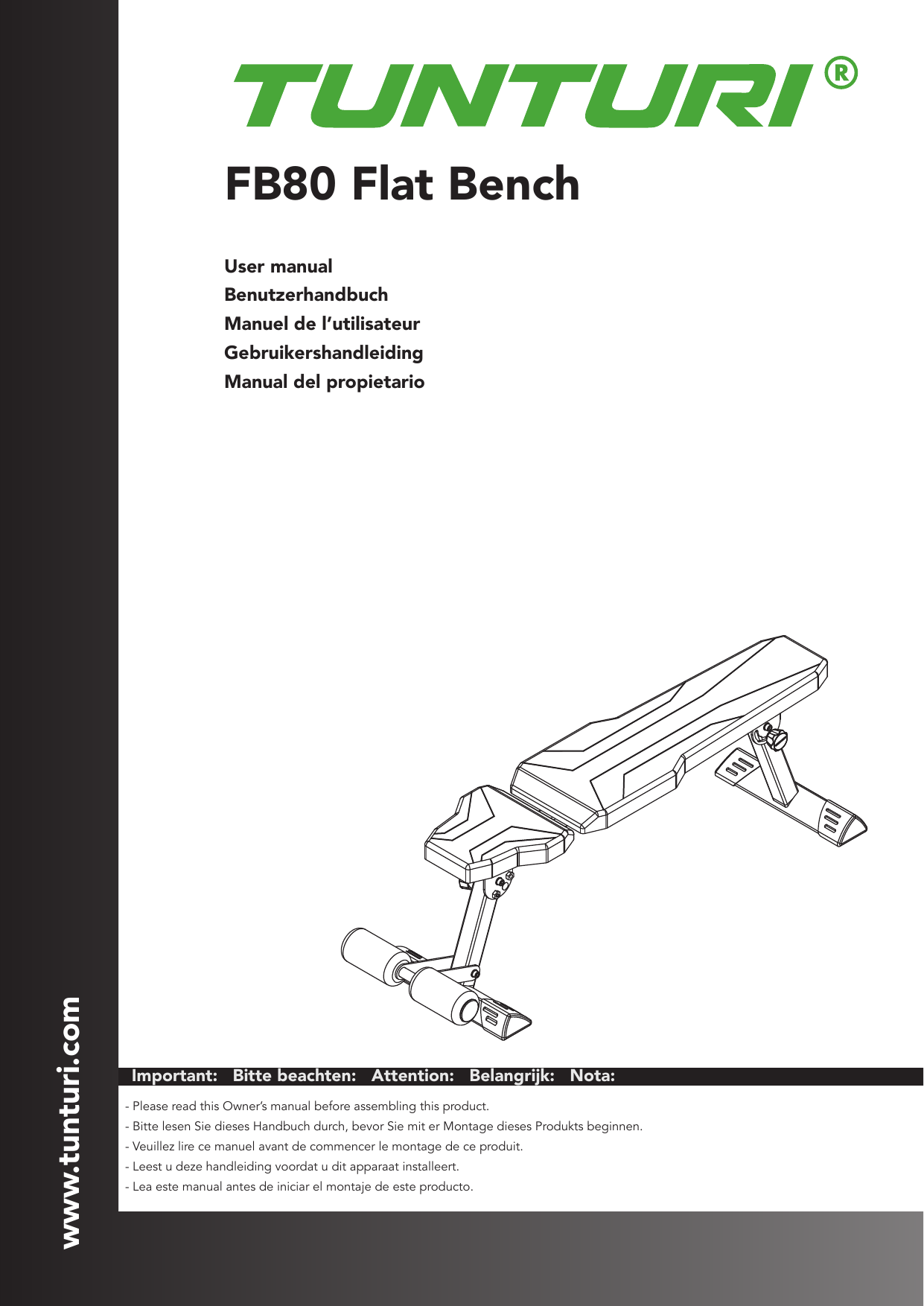 Tunturi FB80 Flat bench Benutzerhandbuch