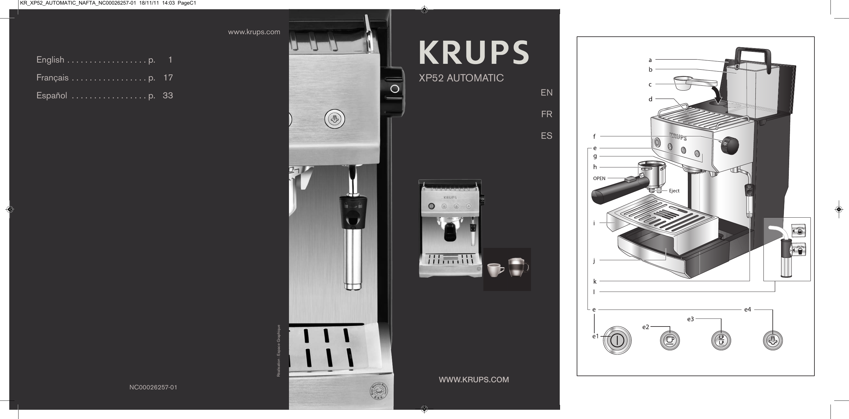 Кофемашина крупс инструкция по эксплуатации. Krups xp52. Krups XP 5280 Espressomaschine. Krups xp502. Krups XP 562.