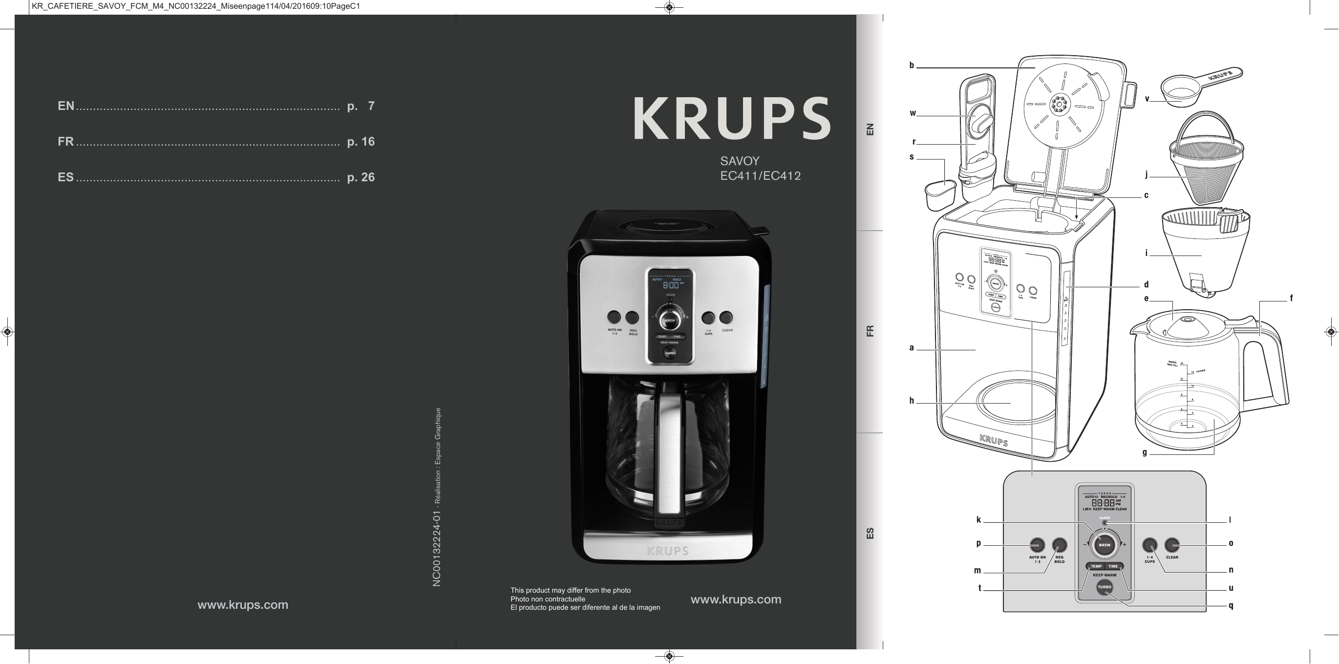 Krups EC412050 Turbo Savoy Programmable Filter Coffee Maker, Stainless  Steel User Manual | Manualzz