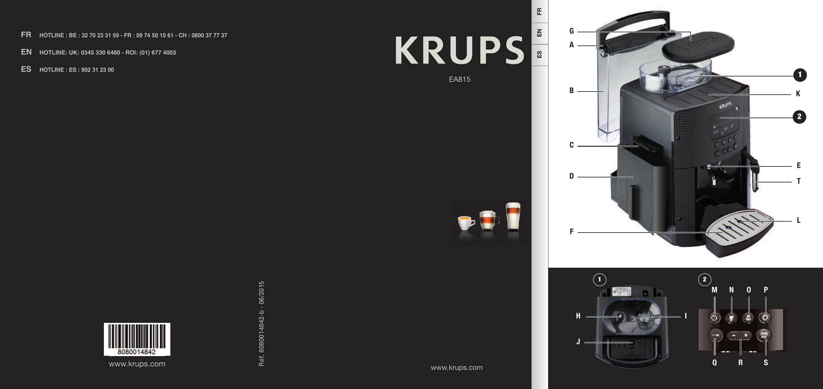 Krups EA815050 EA8150 Compact PISA Super Automatic Espresso Machine User  Manual | Manualzz