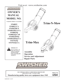 Swisher ST67522Q - Owner's manual