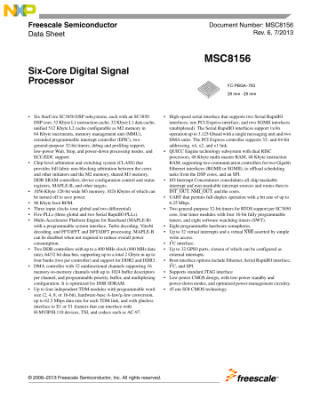 NXP MSC8156 High Performance Six Core DSP Data Sheet Manualzz