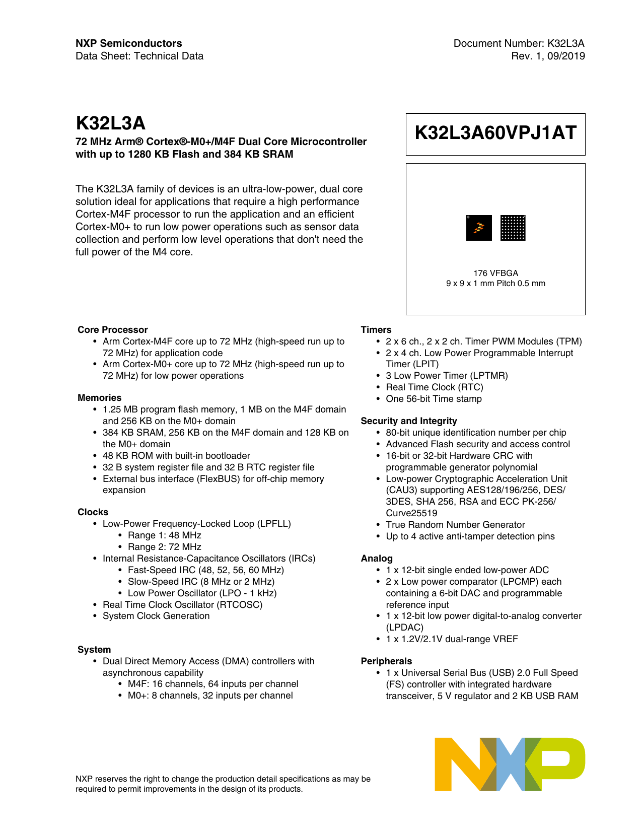 Nxp K32 L3 Nxp S Energy Efficient Cortex M4 Mcu Data Sheet Manualzz