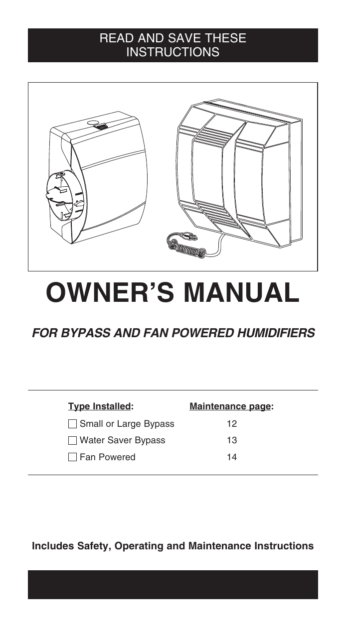 Bryant Humcrlfp Preferred Series Large Fan Powered Humidifier Owner S Manual Manualzz