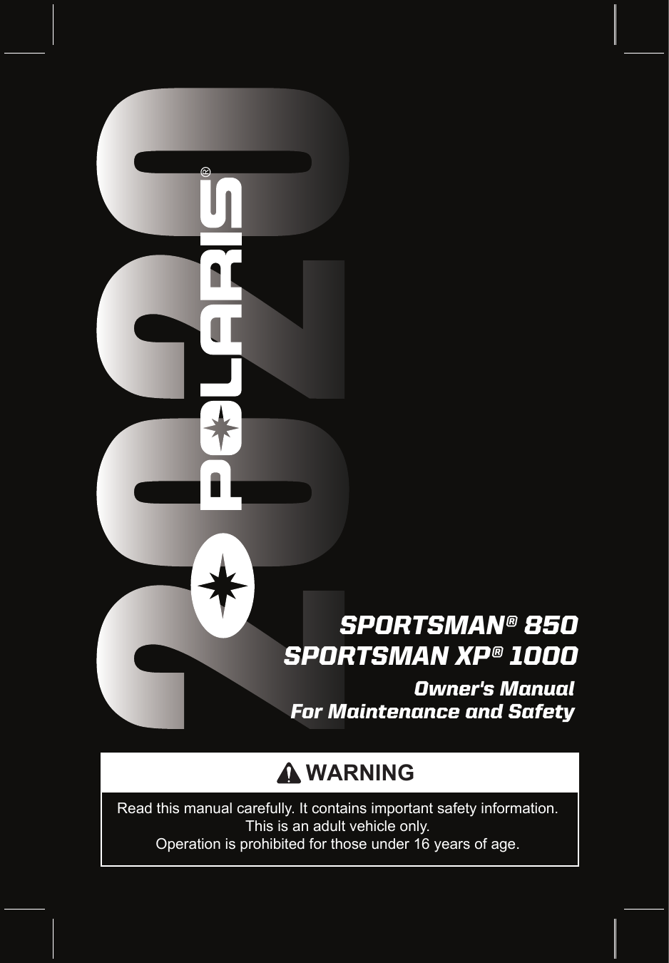 Polaris Sportsman 850 Xp 1000 Owner S Manual Manualzz