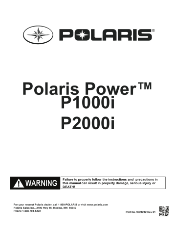 Polaris P1000i / P2000i Generator Use Instructions | Manualzz