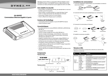 Dynex DX-GB5PRT 5-Port 10/100/1000 Gigabit Ethernet Switch Guide d'installation rapide | Manualzz