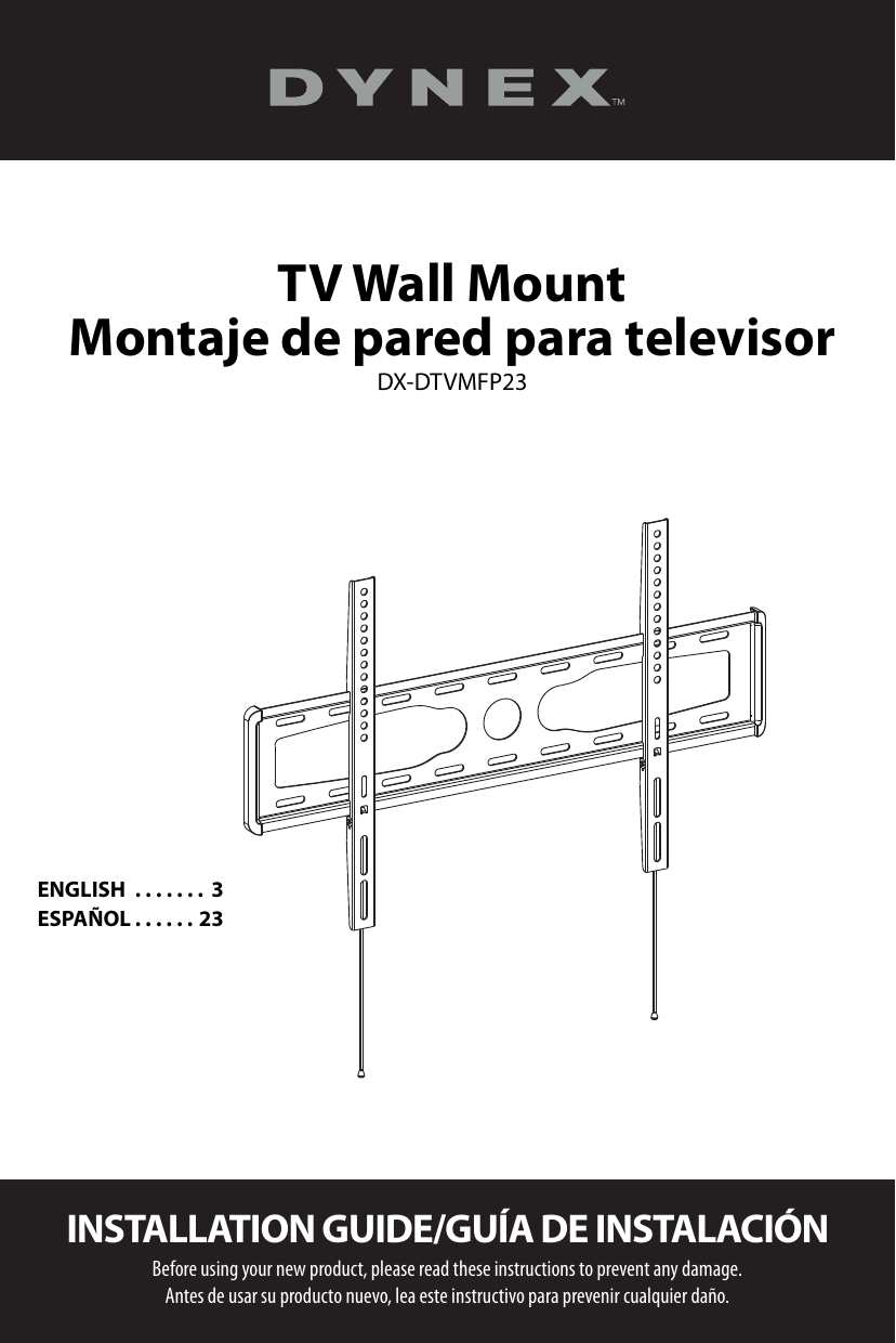 Dynex DXDTVMFP23 Fixed Wall Mount for Most 37" User Guide Manualzz