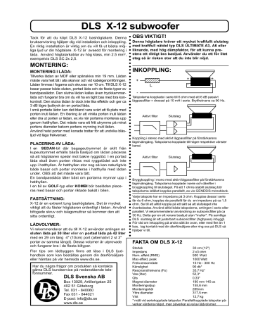 DLS X12 Speakers Owner Manual | Manualzz