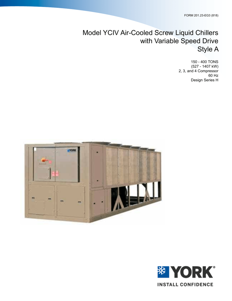 York YCIV AirCooled Variable Speed Drive Screw Chiller User guide