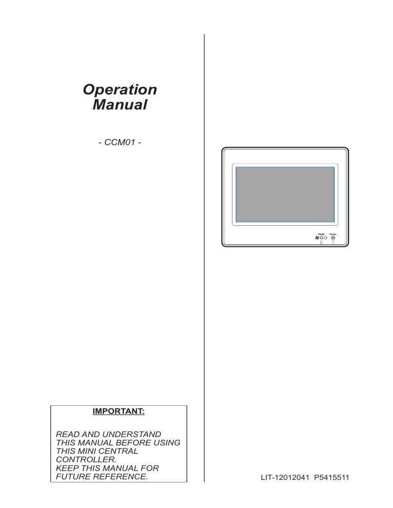 York Smart Equipment Controller Manual