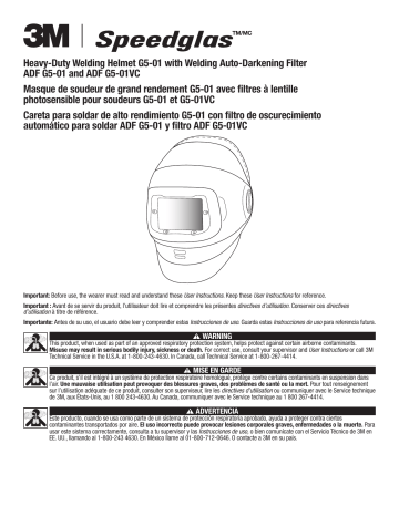3M Personal Protective Equipment 94488 Speedglas Heavy-Duty Welding Helmet G5-01 w ADF G5-01 and 3M Adflo High-Altitude PAPR Assembly 1 EA/Case 46-1101-30i 