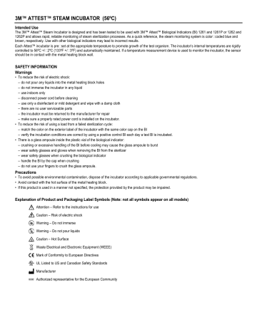 3M Attest™ Biological Indicator Incubator 116 Instruction | Manualzz