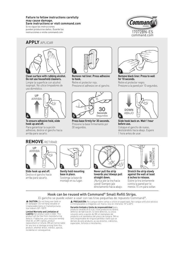3M Command™ Small Accent Hook Operating instructions Manualzz
