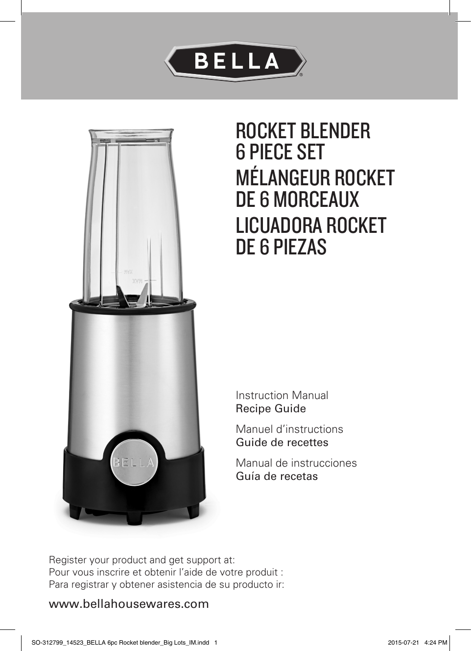 Bella Teal 6-Piece Rocket Blender