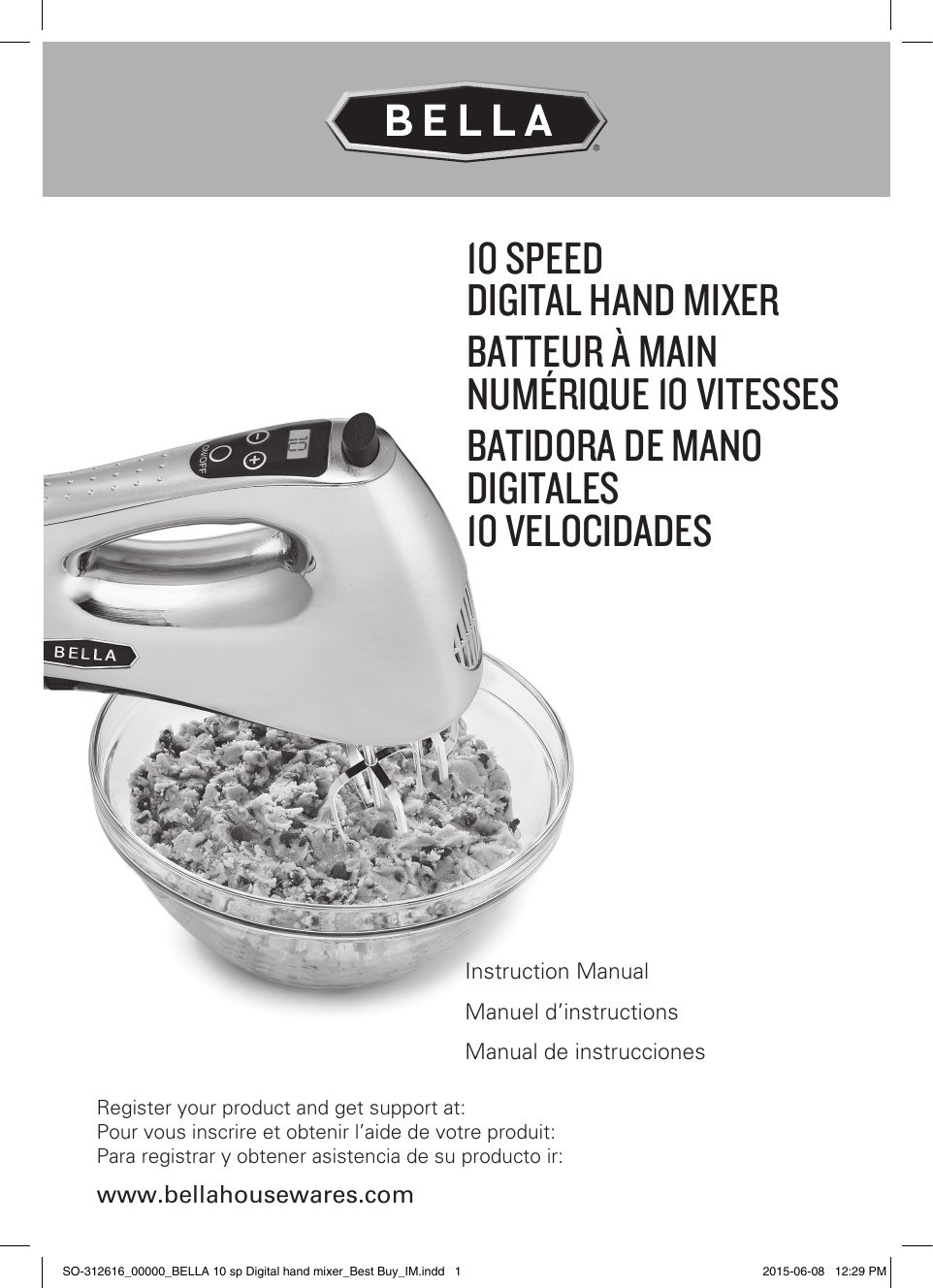 bella 10 speed digital hand mixer