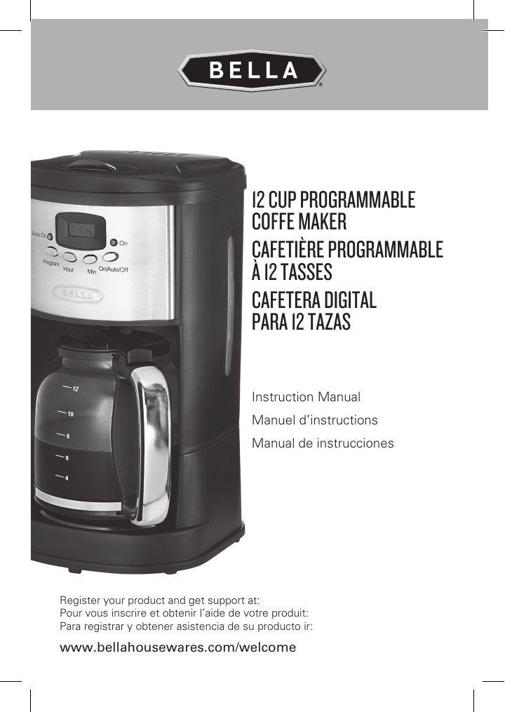 User manual Bella 12 Cup Programmable Coffee Maker (English - 20 pages)