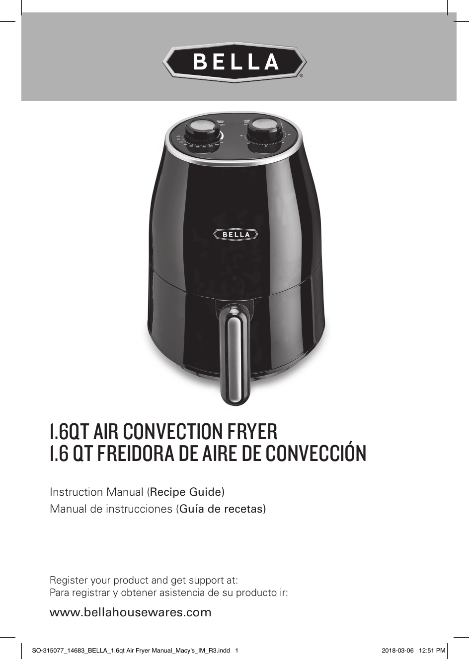 Bella air fryer outlet 1.6