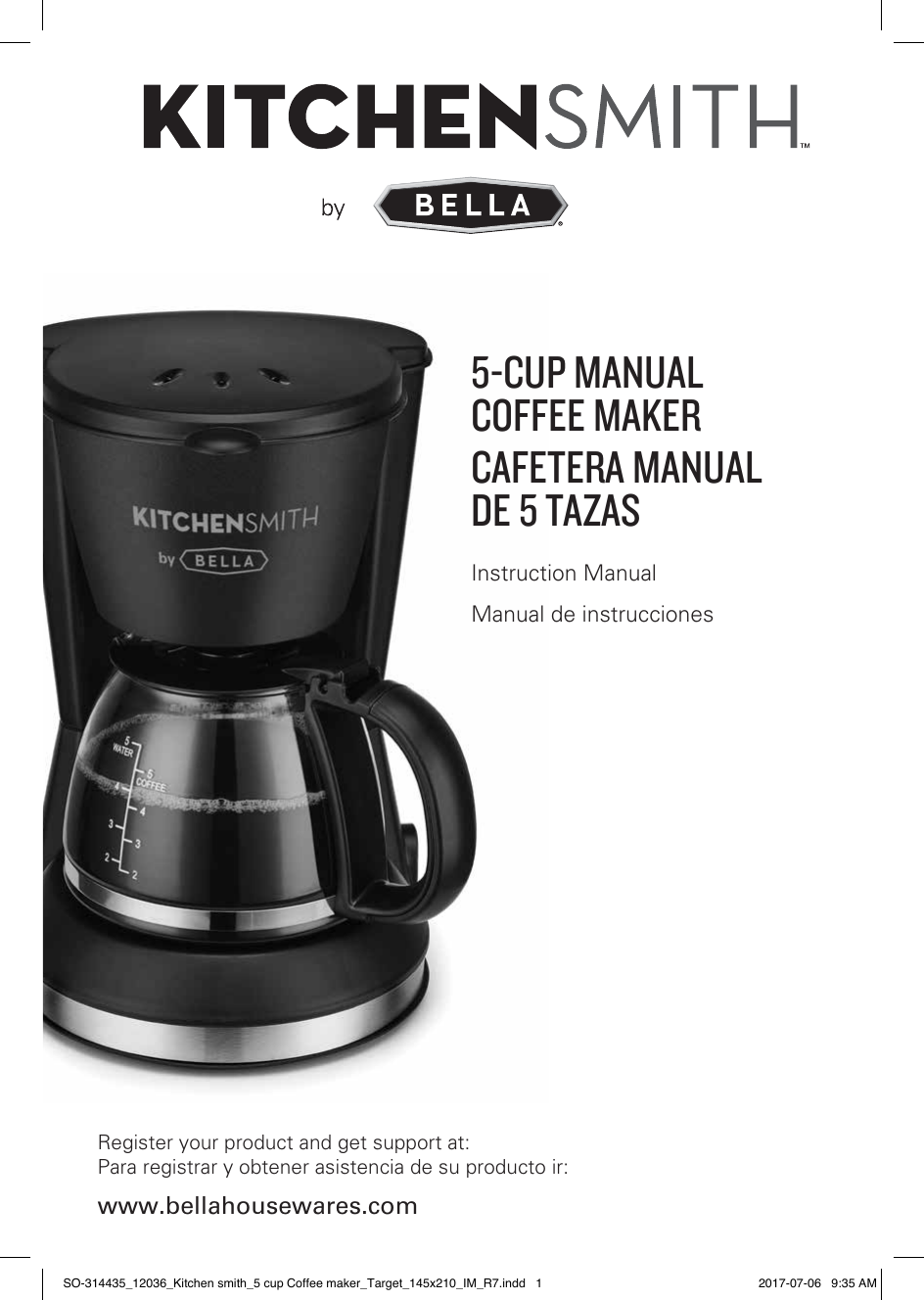 Bella KitchenSmith by 5 Cup Coffee Maker Owner Manual | Manualzz