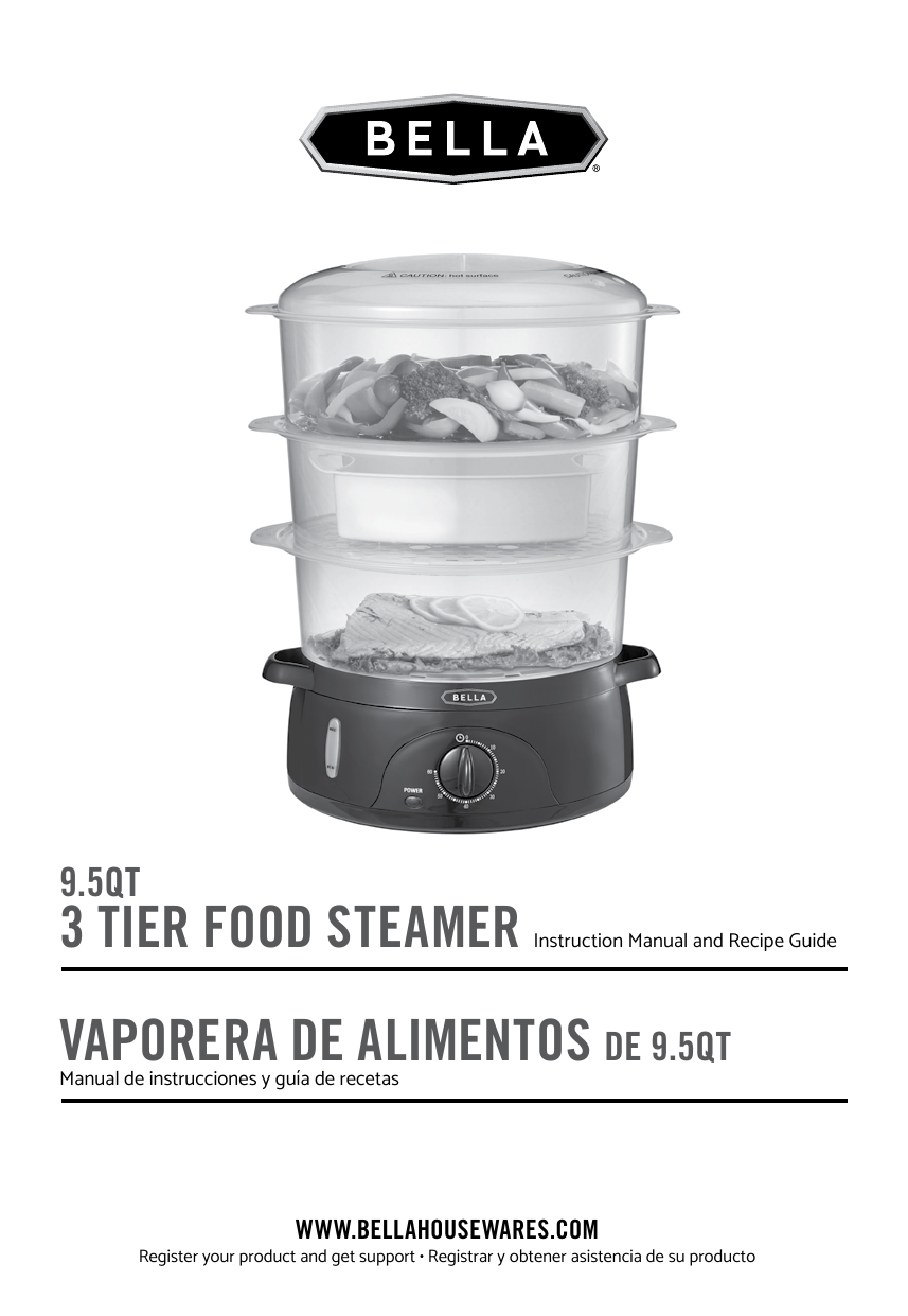 Sensio Bella 2-Tier Food Steamer, Black