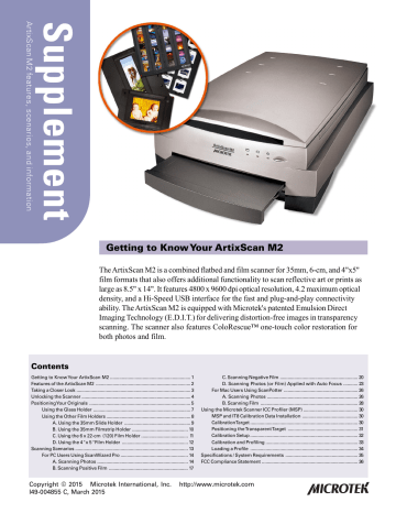 Microtek ArtixScan M2 MRS-4800F2 User Manual | Manualzz