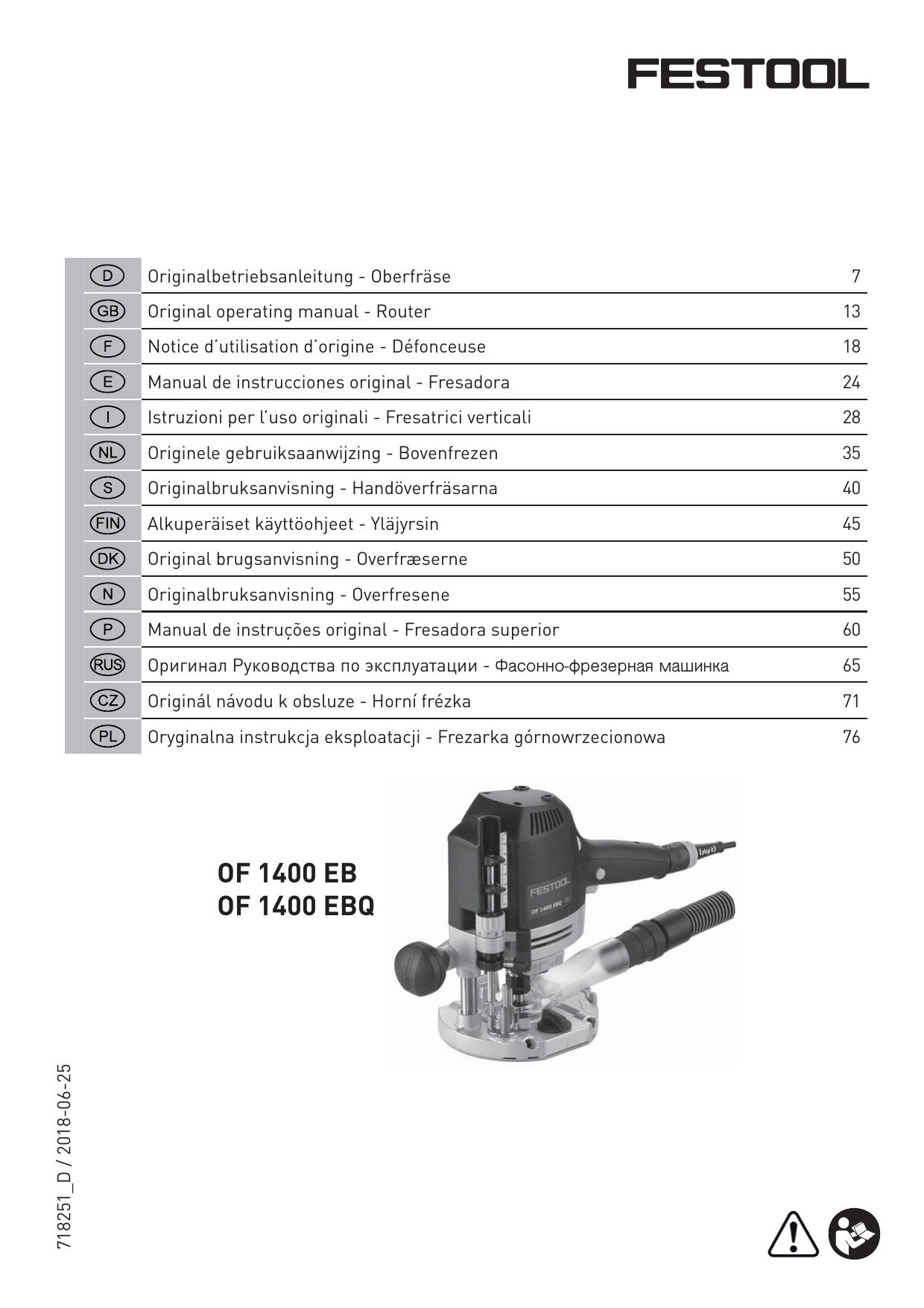 Festool Of 1400 Ebq Plus Box Of S 8 10x Hw Instrukciya Po Ekspluatacii Manualzz