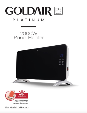 Goldair GPPH220 2000W Platinum Glass Panel Heater Manual | Manualzz